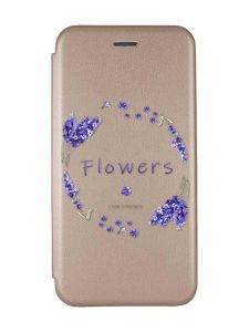 Чохол-книжка з малюнком на Xiaomi Redmi 7 :: Золотий :: Лавандовий віночок /принт 19/