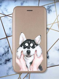 Чохол-книжка з малюнком на Xiaomi Redmi 7 :: Золотий :: Мордочка /принт 121/