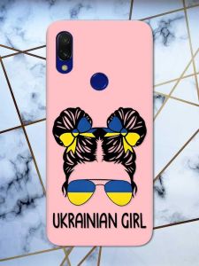 Матовий чохол з рожевими боками на Xiaomi Redmi 7 :: Українська дівчина /принт 113/