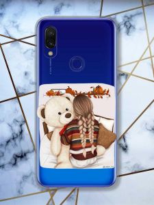 Прозорий чохол на Xiaomi Redmi 7 :: Дівчинка з ведмедиком /принт 117/