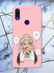 Матовий чохол з рожевими боками на Xiaomi Redmi 7 :: Українка з солодощами /принт 175/