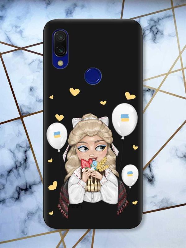 Матовий чохол з чорними боками на Xiaomi Redmi 7 :: Українка з солодощами /принт 175/