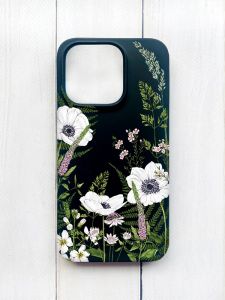 Матовий чохол на iPhone 15 Pro Чорний :: Квіти польові (принт 363)