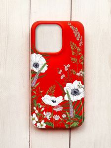 Матовий чохол на iPhone 15 Pro Червоний :: Квіти польові (принт 363)