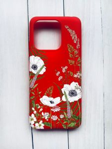 Матовий чохол на Xiaomi Redmi 12C Червоний :: Квіти польові (принт 363)