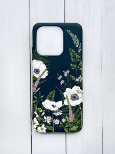 Матовий чохол на Xiaomi Redmi 12C Чорний :: Квіти польові (принт 363)