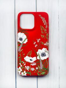 Матовий чохол на iPhone 15 Pro Max Червоний :: Квіти польові (принт 363)