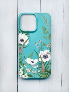 Матовий чохол на iPhone 15 Pro Max Бірюзовий :: Квіти польові (принт 363)