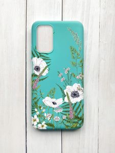 Матовий чохол на Xiaomi Redmi 9T Бірюзовий :: Квіти польові (принт 363)
