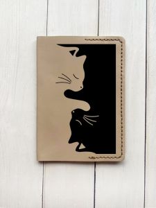 Шкіряна обкладинка на паспорт книжку :: Бежева (принт 118)