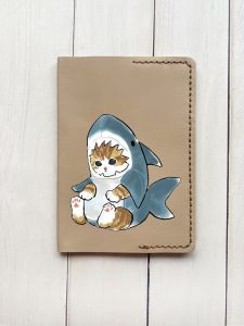 Шкіряна обкладинка на паспорт книжку :: Бежева (принт 120)