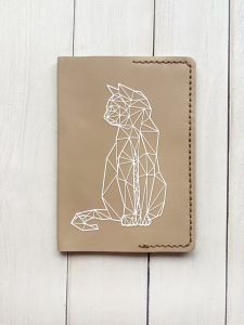 Шкіряна обкладинка на паспорт книжку :: Бежева (принт 125)