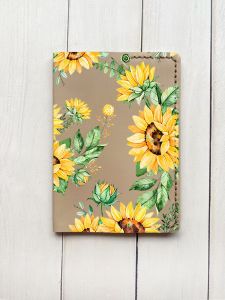 Шкіряна обкладинка на паспорт книжку :: Бежева (принт 288)