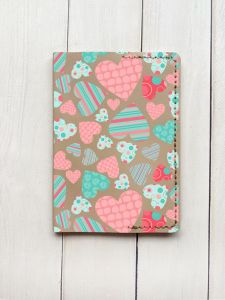 Шкіряна обкладинка на паспорт книжку :: Бежева (принт 334)