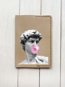 Шкіряна обкладинка на паспорт книжку :: Бежева (принт 352)