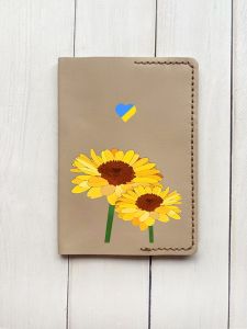 Шкіряна обкладинка на паспорт книжку :: Бежева (принт 364)