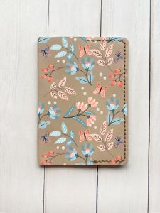 Шкіряна обкладинка на паспорт книжку :: Бежева (принт 370)