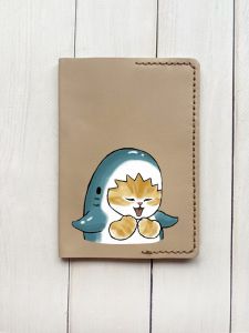 Шкіряна обкладинка на паспорт книжку :: Бежева (принт 376)