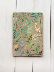 Шкіряна обкладинка на паспорт книжку :: Бежева (принт 377)