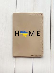 Шкіряна обкладинка на паспорт книжку :: Бежева (принт 72)