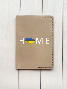 Шкіряна обкладинка на паспорт книжку :: Бежева (принт 73)