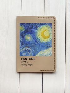 Шкіряна обкладинка на паспорт книжку :: Бежева (принт 82)