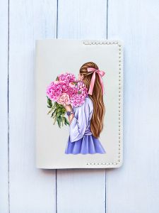 Шкіряна обкладинка на паспорт книжку :: Біла (принт 11)