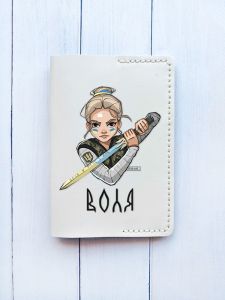 Шкіряна обкладинка на паспорт книжку :: Біла (принт 170)