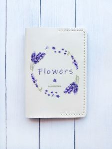 Шкіряна обкладинка на паспорт книжку :: Біла (принт 19)