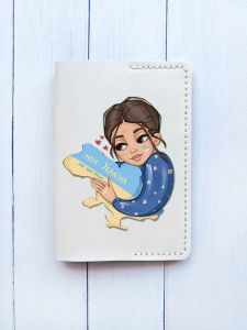 Шкіряна обкладинка на паспорт книжку :: Біла (принт 2)