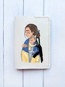 Шкіряна обкладинка на паспорт книжку :: Біла (принт 20)