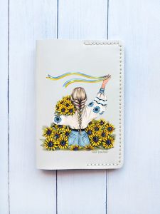 Шкіряна обкладинка на паспорт книжку :: Біла (принт 25)