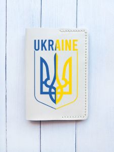 Шкіряна обкладинка на паспорт книжку :: Біла (принт 254)