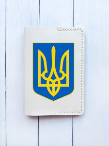 Шкіряна обкладинка на паспорт книжку :: Біла (принт 256)