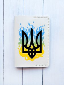 Шкіряна обкладинка на паспорт книжку :: Біла (принт 257)