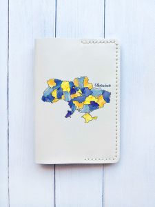 Шкіряна обкладинка на паспорт книжку :: Біла (принт 261)