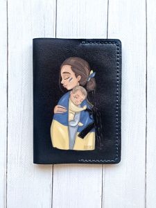 Шкіряна обкладинка на паспорт книжку :: Чорна (принт 20)