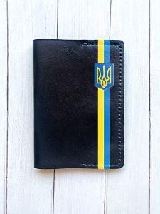 Шкіряна обкладинка на паспорт книжку :: Чорна (принт 253)