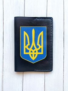Шкіряна обкладинка на паспорт книжку :: Чорна (принт 256)