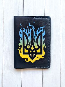 Шкіряна обкладинка на паспорт книжку :: Чорна (принт 257)