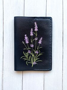 Шкіряна обкладинка на паспорт книжку :: Чорна (принт 266)