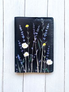 Шкіряна обкладинка на паспорт книжку :: Чорна (принт 270)