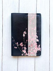 Шкіряна обкладинка на паспорт книжку :: Чорна (принт 286)