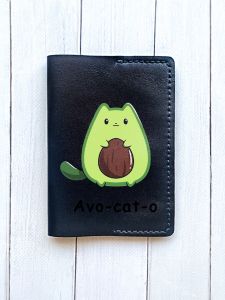 Шкіряна обкладинка на паспорт книжку :: Чорна (принт 306)