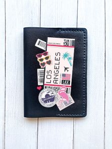 Шкіряна обкладинка на паспорт книжку :: Чорна (принт 328)