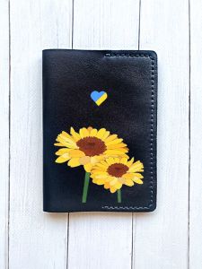 Шкіряна обкладинка на паспорт книжку :: Чорна (принт 364)