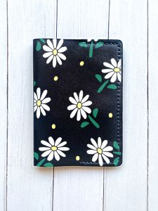 Шкіряна обкладинка на паспорт книжку :: Чорна (принт 368)