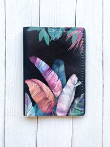 Шкіряна обкладинка на паспорт книжку :: Чорна (принт 372)