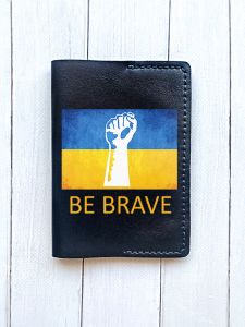 Шкіряна обкладинка на паспорт книжку :: Чорна (принт 42)