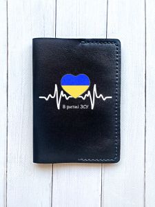 Шкіряна обкладинка на паспорт книжку :: Чорна (принт 71)